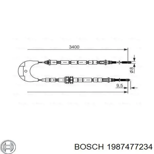 Задний трос ручника 1987477234 Bosch