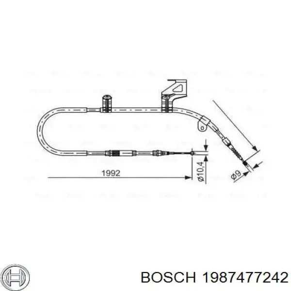 1987477242 Bosch трос ручного тормоза задний правый