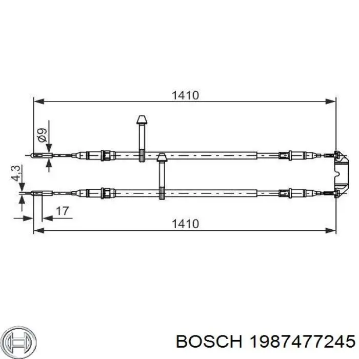 Задний трос ручника 1987477245 Bosch