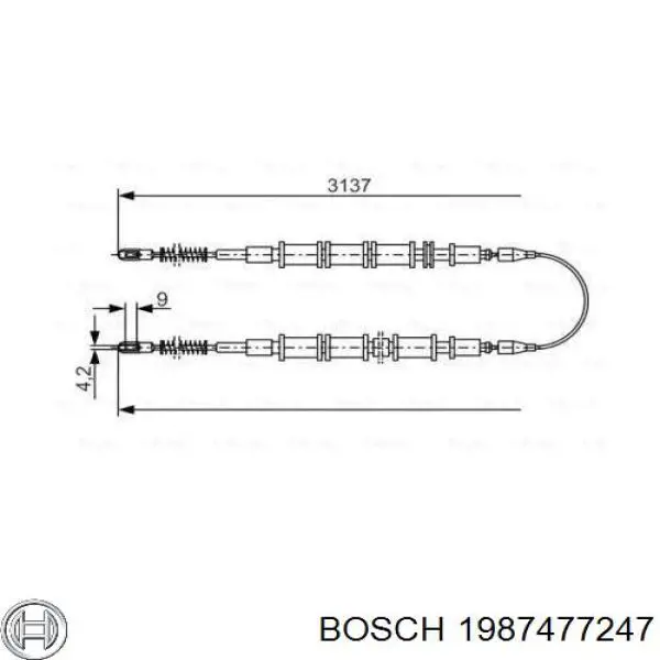 Задний трос ручника 1987477247 Bosch