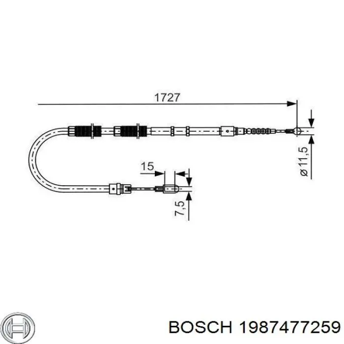 Трос ручного тормоза задний правый/левый Bosch 1987477259