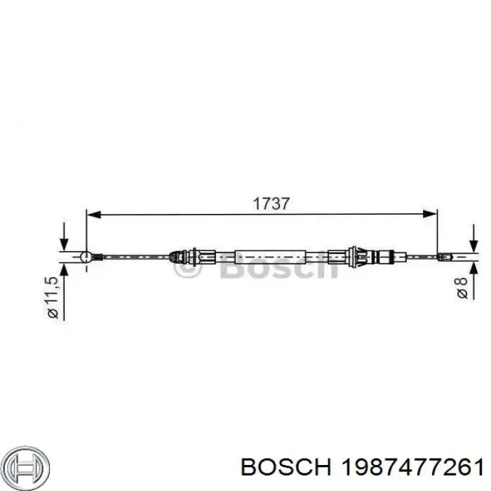 1987477261 Bosch трос ручного тормоза задний правый/левый