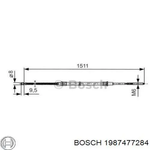 1987477284 Bosch трос ручного тормоза задний правый/левый