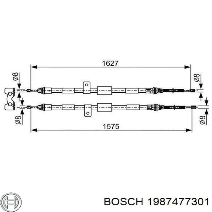 1987477301 Bosch трос ручного тормоза задний правый/левый