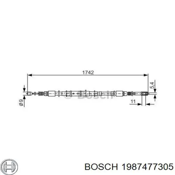 Задний трос ручника 1987477305 Bosch