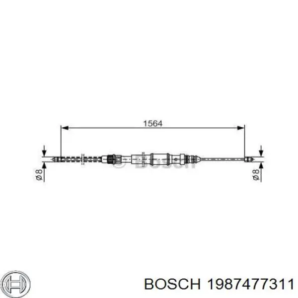 1987477311 Bosch трос ручного тормоза задний правый/левый