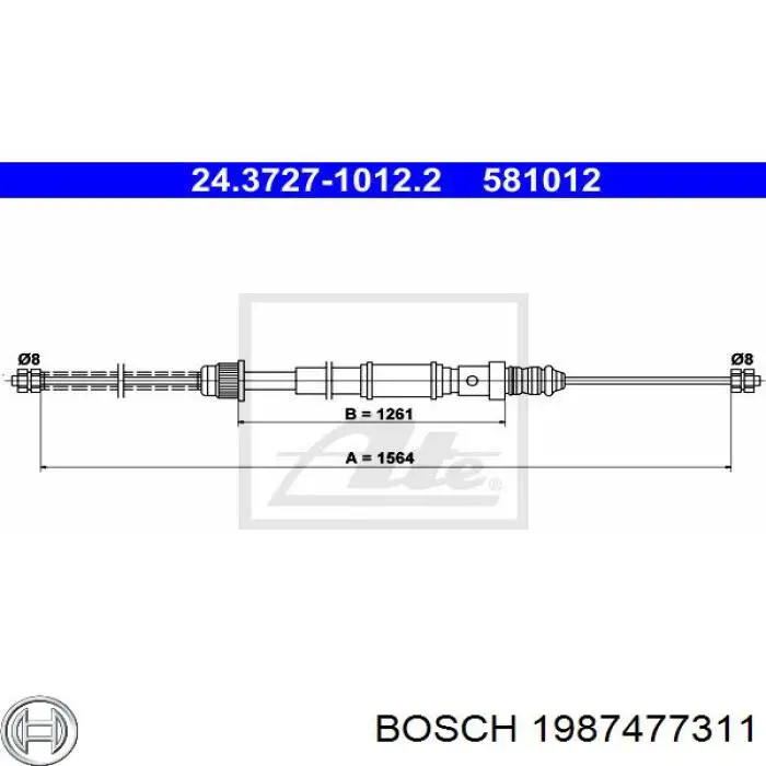 Cable de freno de mano trasero derecho/izquierdo 1987477311 Bosch