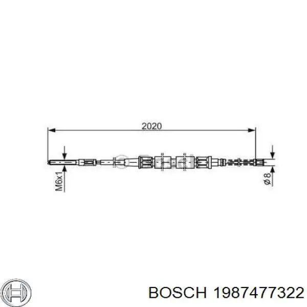 1987477322 Bosch трос ручного тормоза задний правый/левый