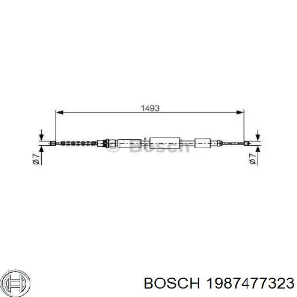 1987477323 Bosch трос ручного тормоза задний правый