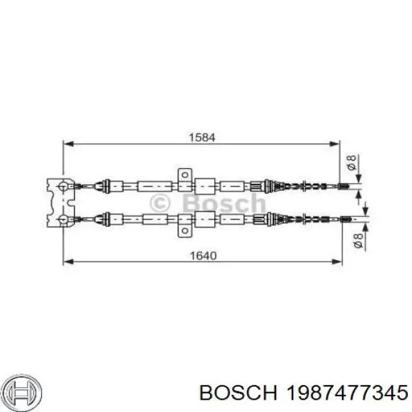 1987477345 Bosch трос ручного тормоза задний правый/левый