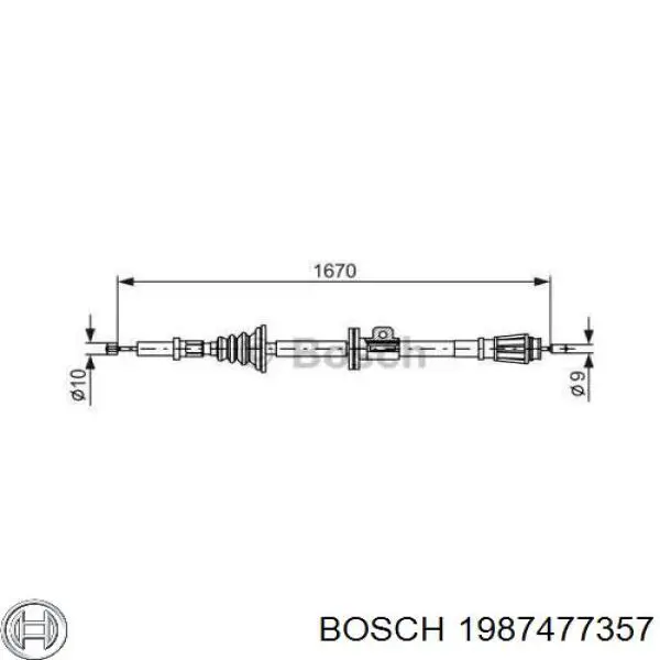 Cable de freno de mano trasero derecho/izquierdo 1987477357 Bosch