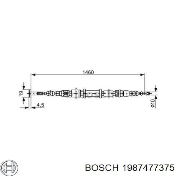 1987477375 Bosch трос ручного тормоза задний правый