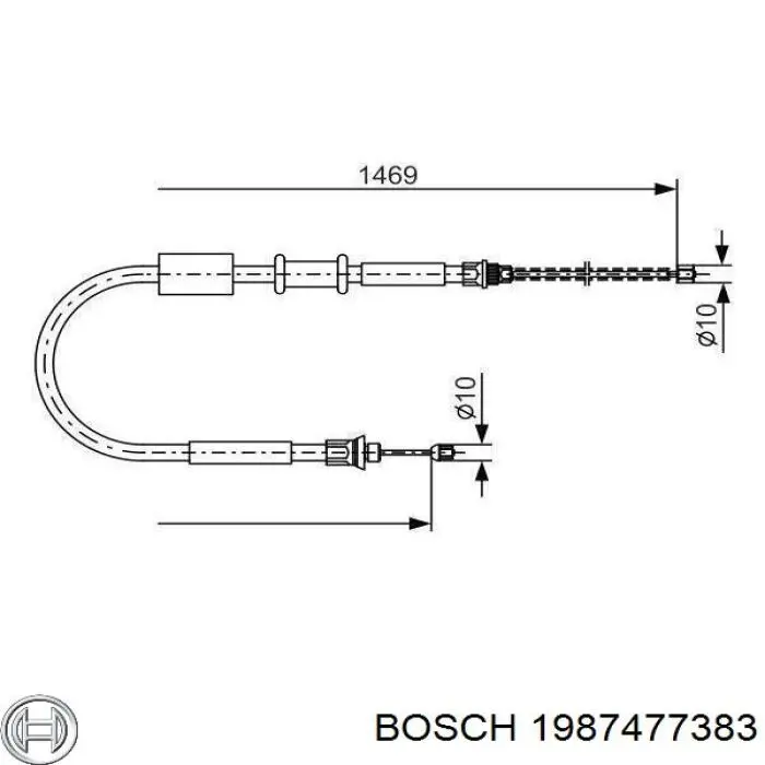1987477383 Bosch трос ручного тормоза задний правый