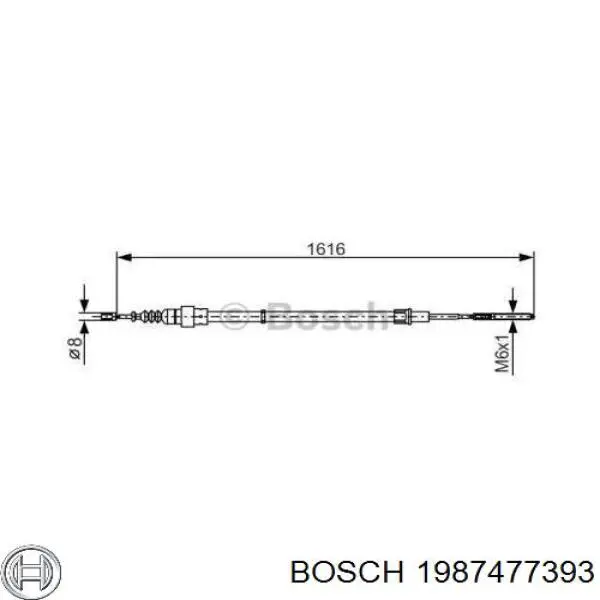 1987477393 Bosch трос ручного тормоза задний правый/левый