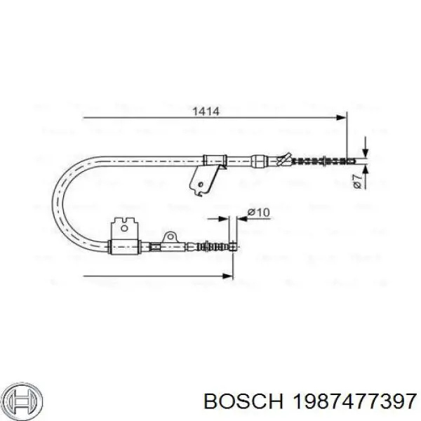 1987477397 Bosch трос ручного тормоза задний правый