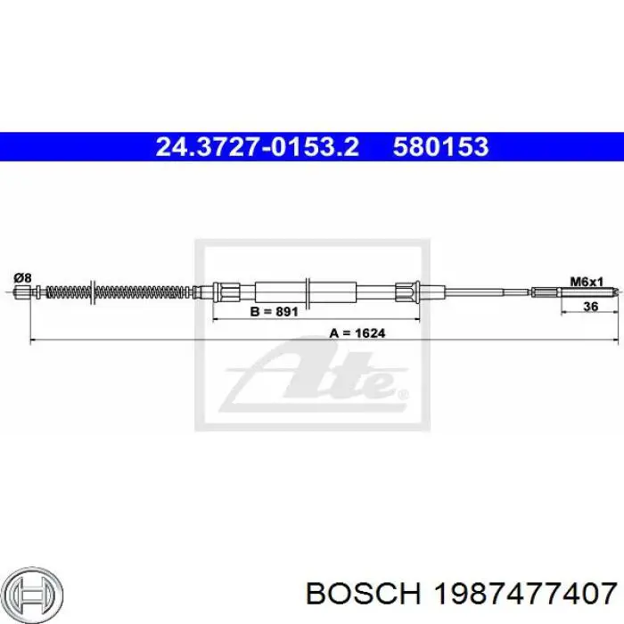 Задний трос ручника Bosch 1987477407 цена, от 7.79 USD