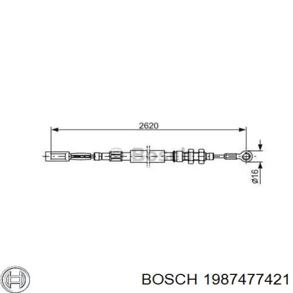 1987477421 Bosch трос ручного тормоза передний
