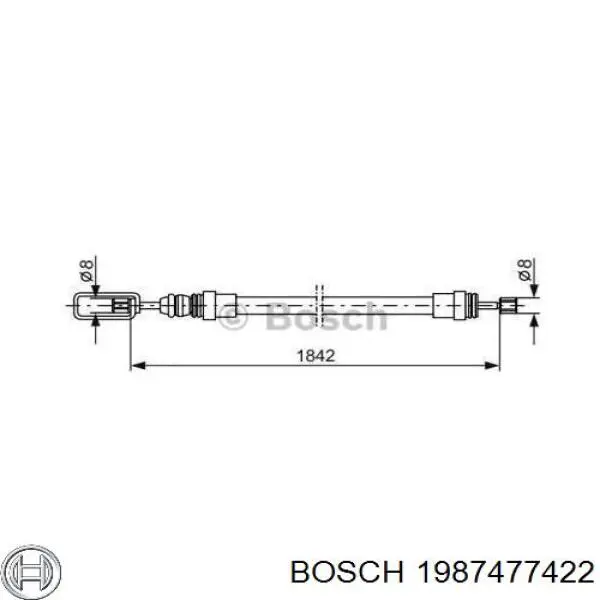 1987477422 Bosch трос ручного тормоза передний
