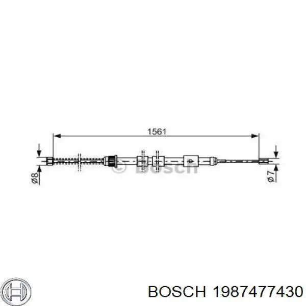 1987477430 Bosch трос ручного тормоза задний правый