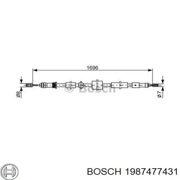 1987477431 Bosch трос ручного тормоза задний левый