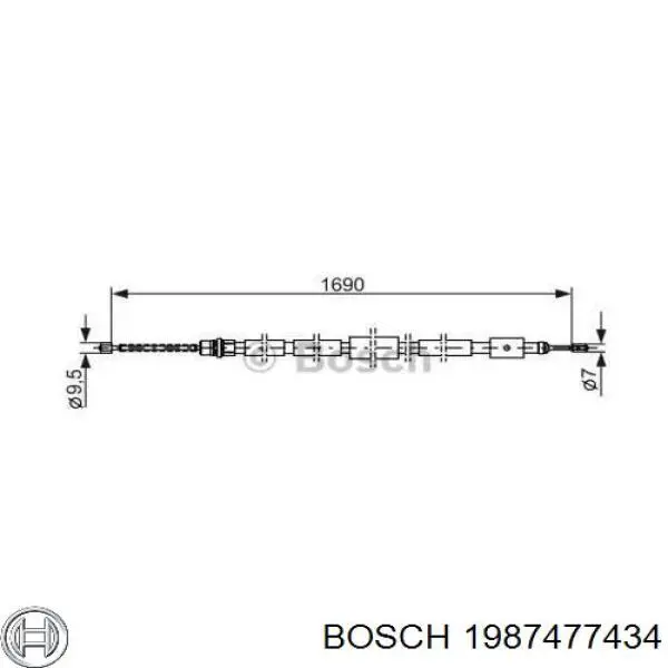 1987477434 Bosch трос ручного тормоза задний правый/левый