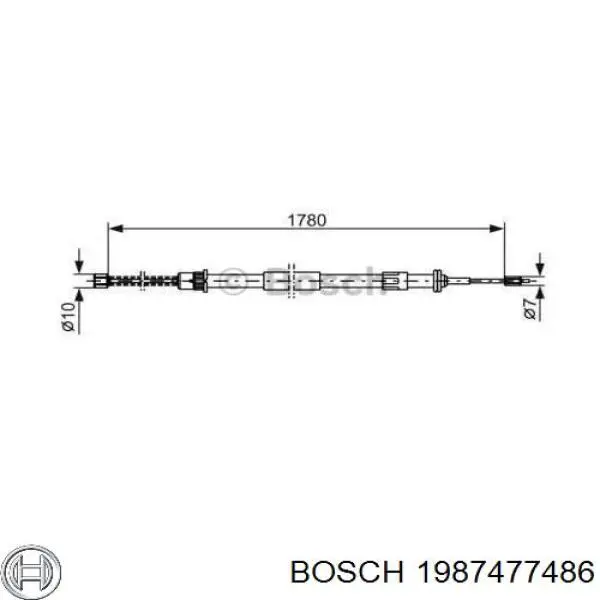 Задний трос ручника 1987477486 Bosch