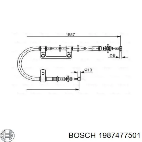1987477501 Bosch трос ручного тормоза задний правый