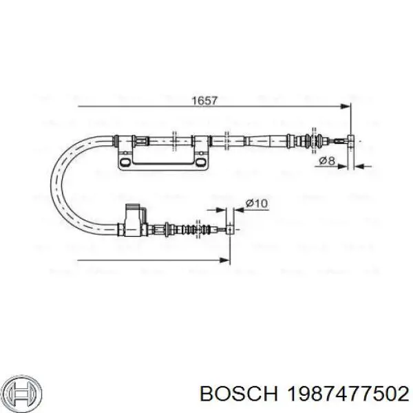 1987477502 Bosch трос ручного тормоза задний левый