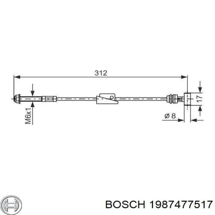 1987477517 Bosch трос ручного тормоза передний