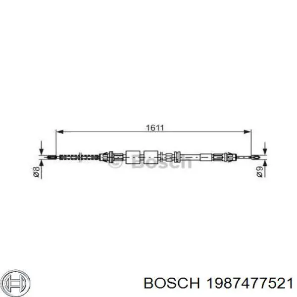 1987477521 Bosch трос ручного тормоза задний правый/левый