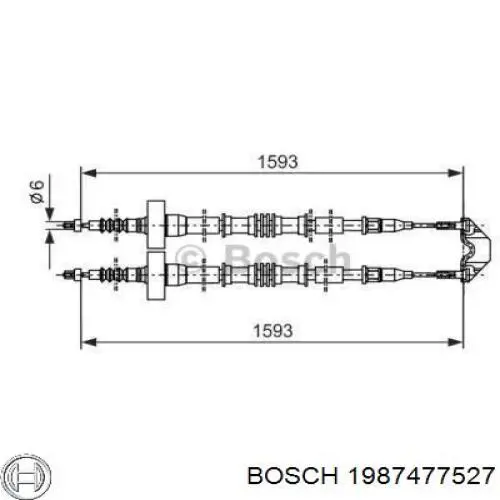 Трос ручного тормоза задний правый/левый Bosch 1987477527