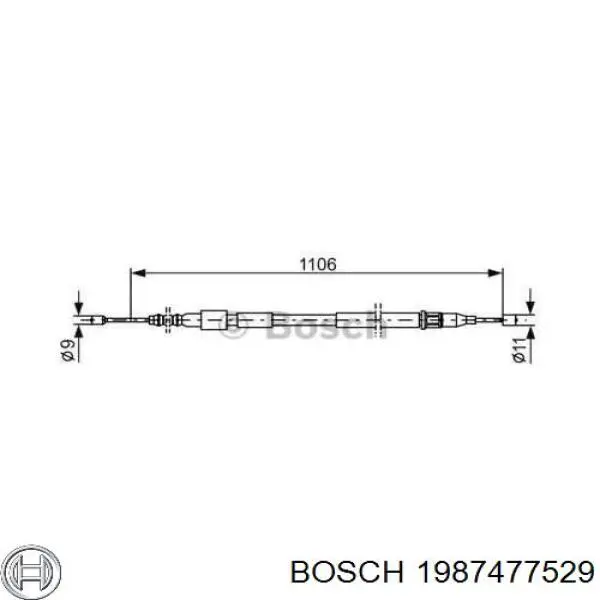 1987477529 Bosch трос ручного тормоза задний левый