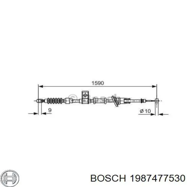 1987477530 Bosch трос ручного тормоза задний левый