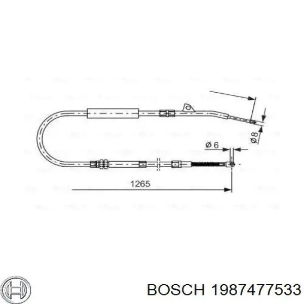 Трос ручного тормоза задний Bosch 1987477533 цена, от 28.45 USD