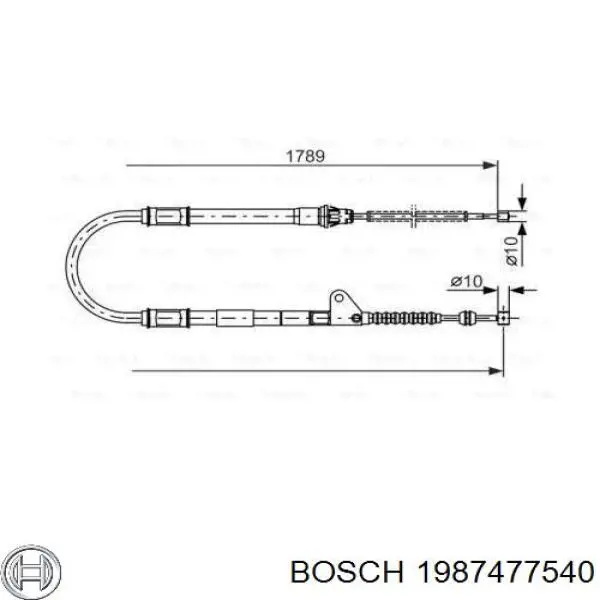 1987477540 Bosch трос ручного тормоза задний правый