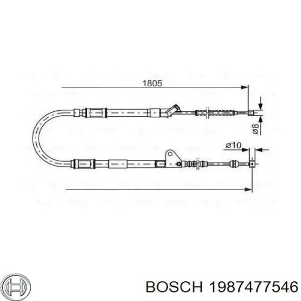 1987477546 Bosch трос ручного тормоза задний левый