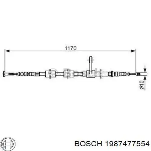 1987477554 Bosch трос ручного тормоза задний правый
