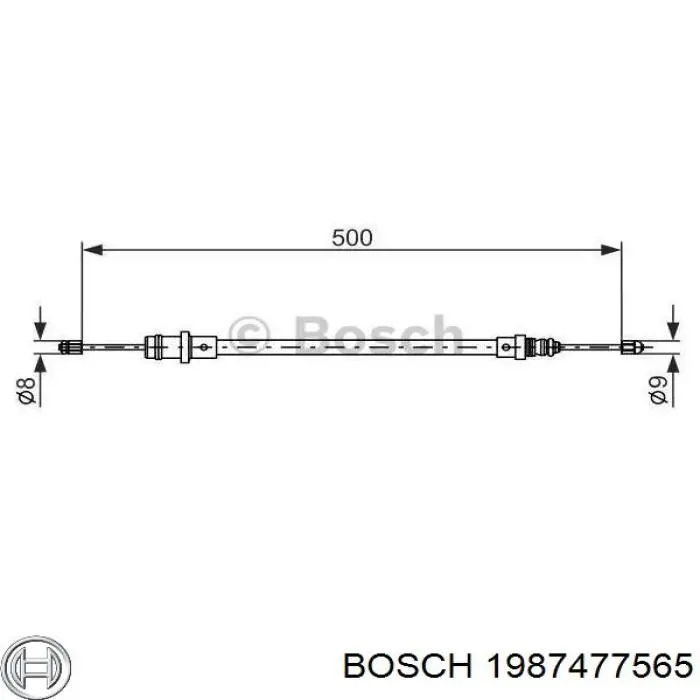 1987477565 Bosch трос ручного тормоза передний