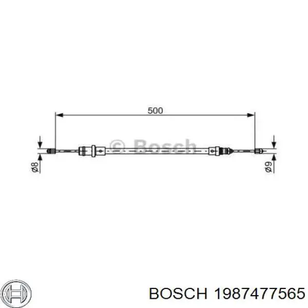 Трос ручного гальма передній 1987477565 Bosch
