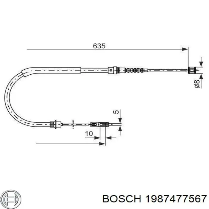 Задний правый трос ручника 1987477567 Bosch