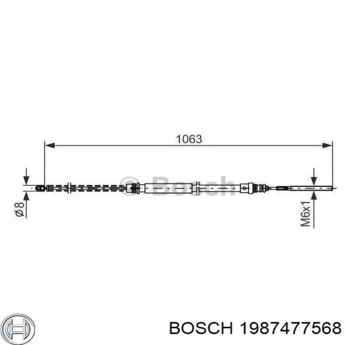 1987477568 Bosch трос ручного тормоза задний левый