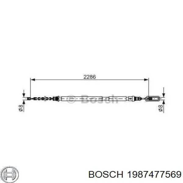1987477569 Bosch трос ручного тормоза задний правый