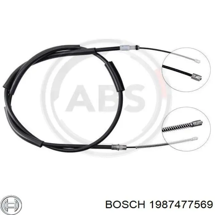 Трос стояночного тормоза задний правый Bosch 1987477569 цена, от 28.25 USD