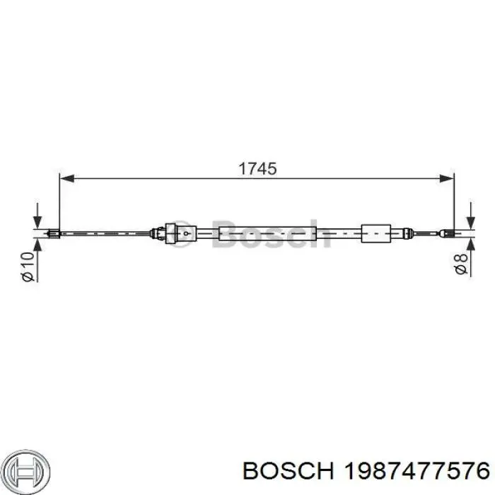 1987477576 Bosch трос ручного тормоза задний левый