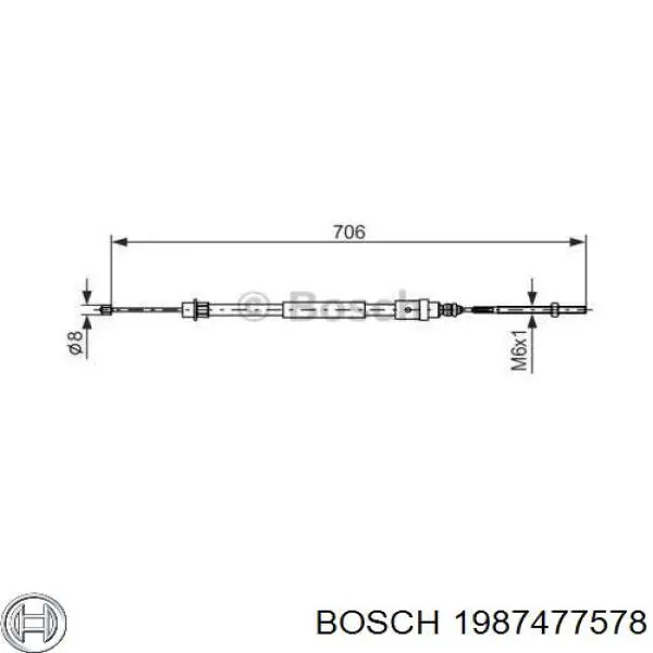 Задний трос ручника 1987477578 Bosch