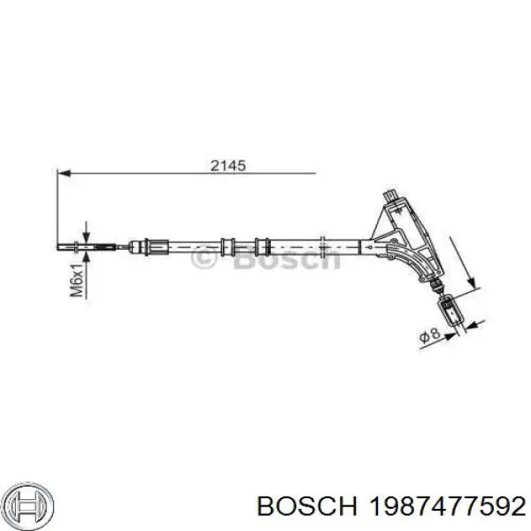 1987477592 Bosch трос ручного тормоза передний