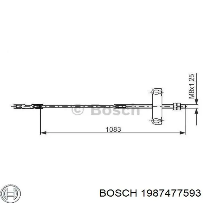 Купить 1987477593 Bosch Трос стояночного тормоза задний левый