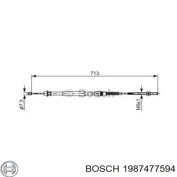 1987477594 Bosch трос ручного тормоза задний правый