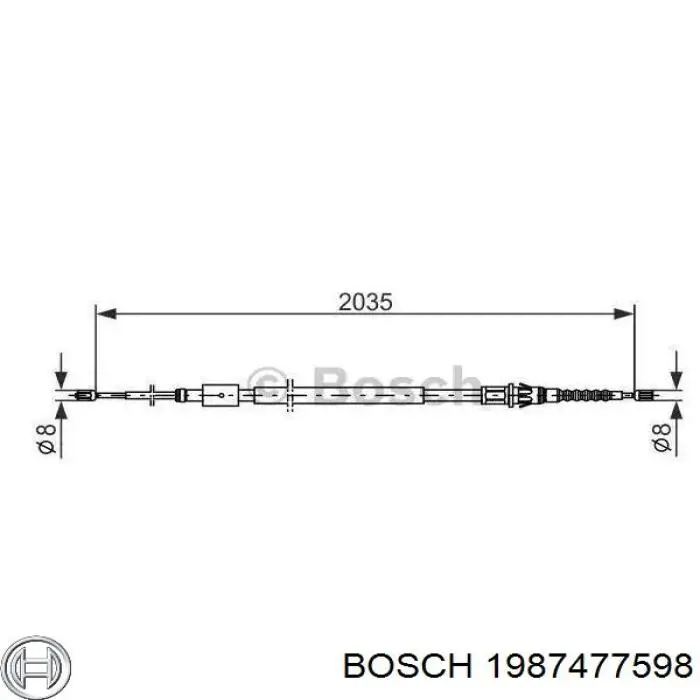 1987477598 Bosch трос ручного тормоза задний правый/левый