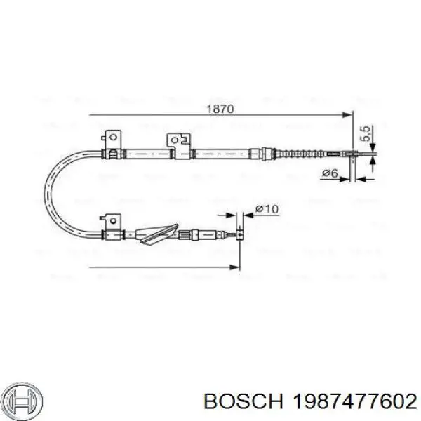 1987477602 Bosch трос ручного тормоза задний левый